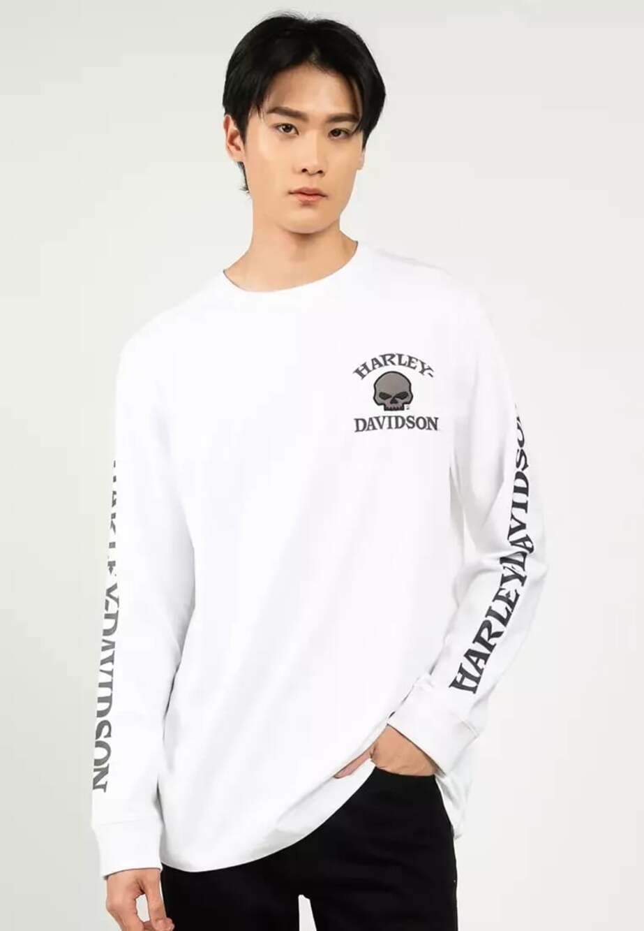 Harley-Davidson Men's Willie G. Skull Long Sleeve White Tee Shirt Size XL